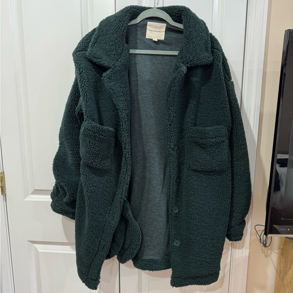 Thread & Supply Dark Green Sherpa Jacket XL
